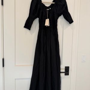 Doen Black Puff Sleeve Maxi Dress